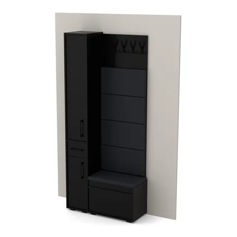 Garderoba F2 90×36 cm SUPRA30 + VB60 + 4 panele, Czarny Onyx