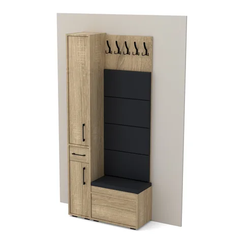 Garderoba F2 90×36 cm SUPRA30 + VB60 + 4 panele, Dąb Sonoma
