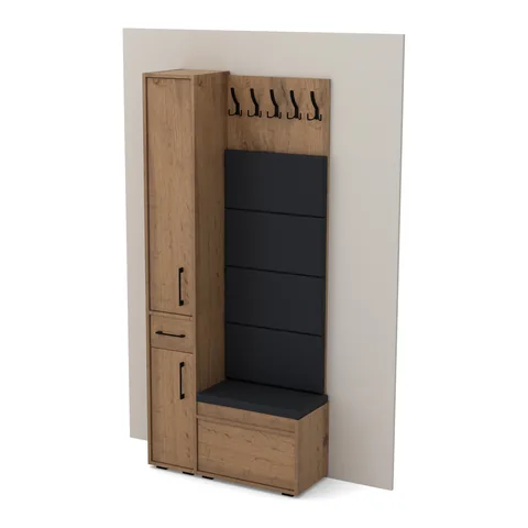 Garderoba F2 90×36 cm SUPRA30 + VB60 + 4 panele, Dąb Wotan