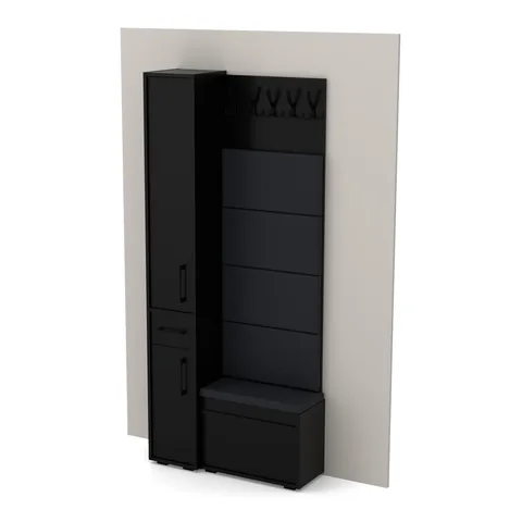 Garderoba F2 90×30 cm SUPRA30 + VB60 + 4 panele, Czarny Onyx