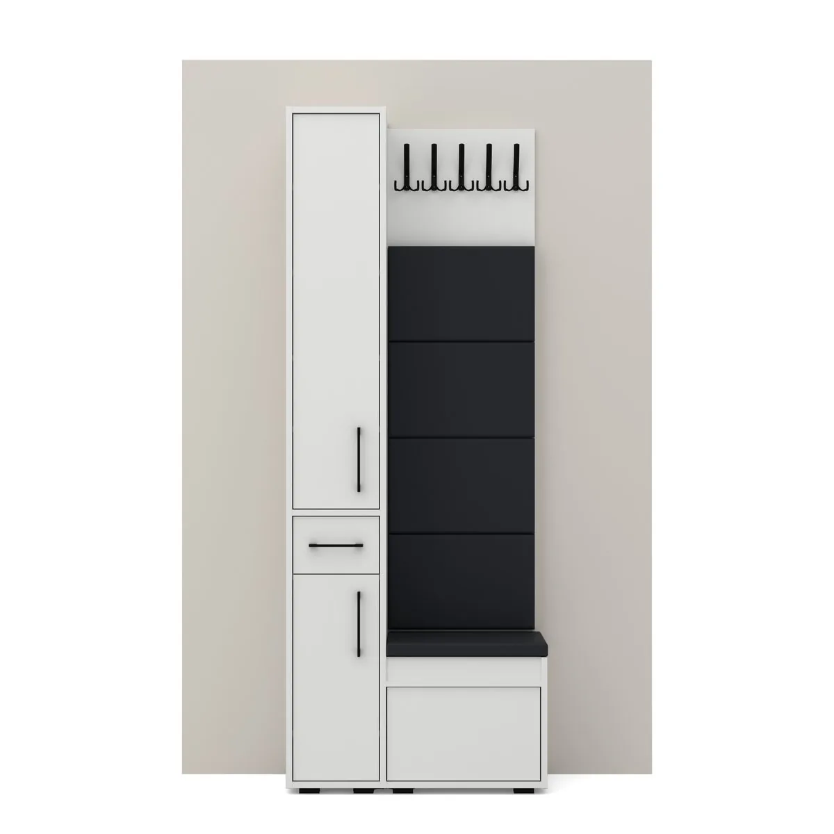 Garderoba B2 80×36 cm SUPRA30 + VB50 + 4 panele, Biały, widok z przodu