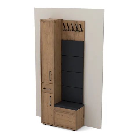 Garderoba B2 80×36 cm SUPRA30 + VB50 + 4 panele, Dąb Wotan