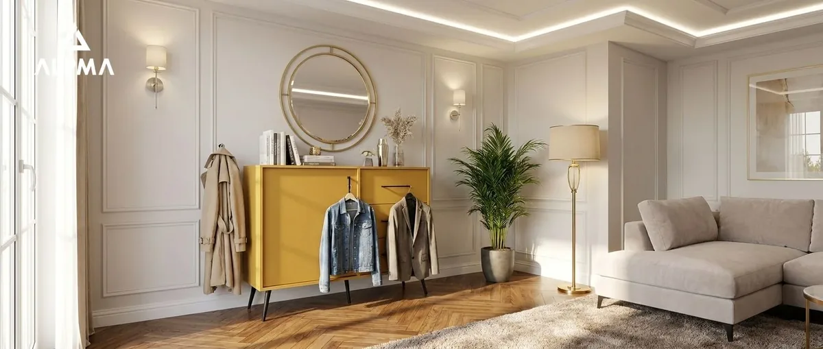 Komoda 3 szuflady 128 Ochra, Ochra, aranżacja