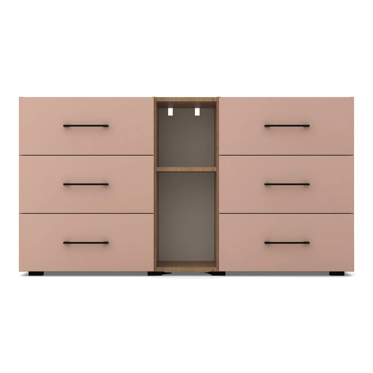 DUO Komoda szuflady i wnęka, Millennial pink, widok z przodu