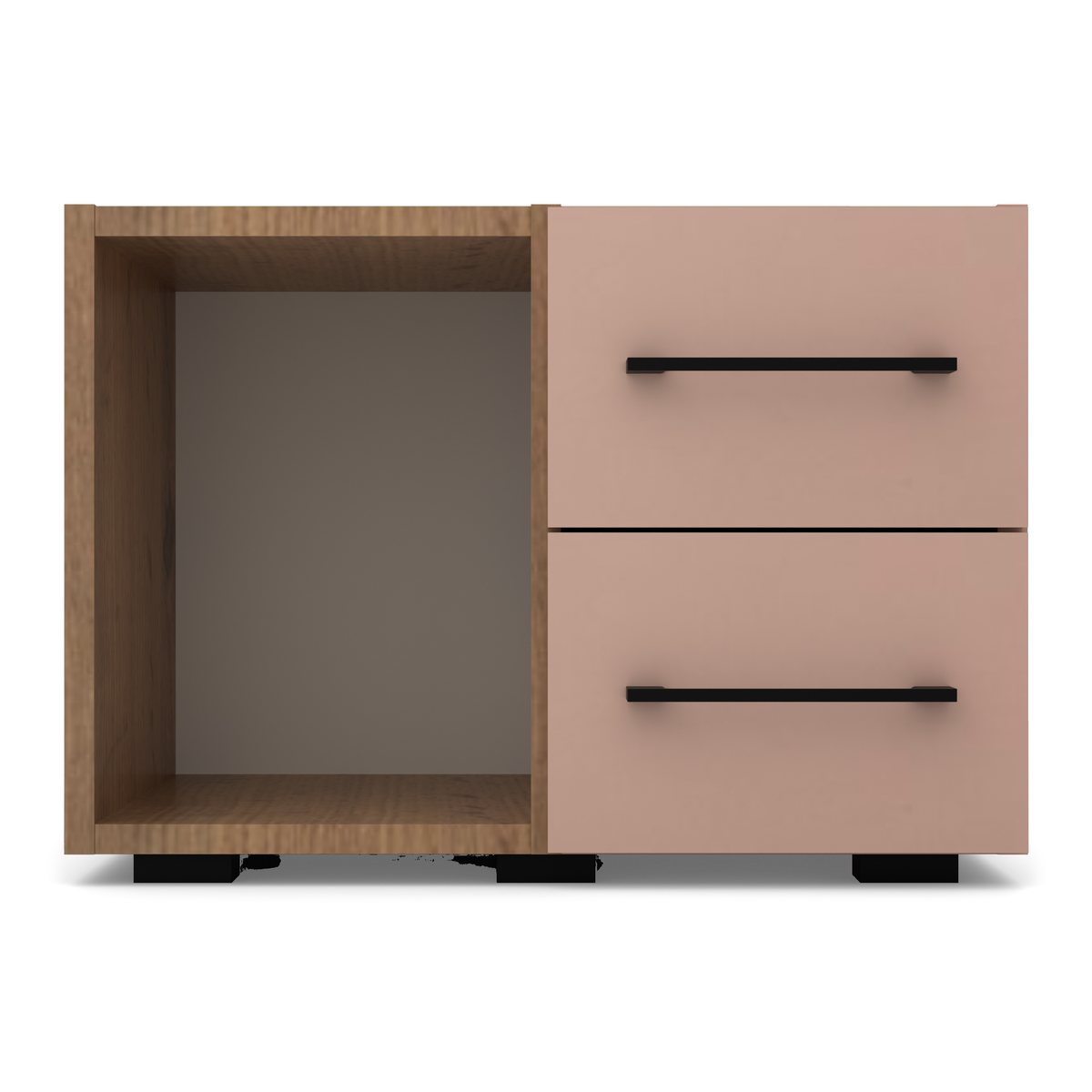 DUO Szafka nocna z niszą, Millennial pink, widok z przodu