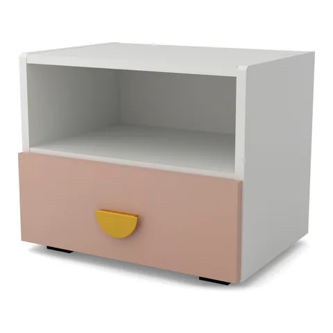 OBŁOK Szafka nocna z niszą Biały / Zieleń Szałwi uchwyt FE6R10 128, Biały / fronty Millennial pink