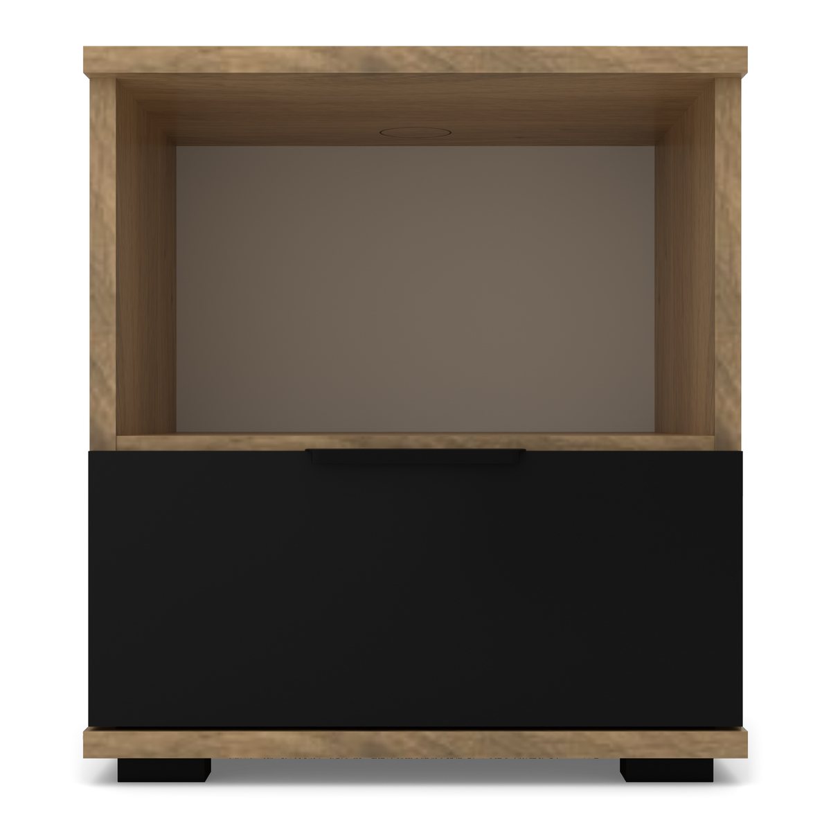 Nocna Pod Ręką 45, Dąb Artisan / fronty Czarny Onyx, widok z przodu
