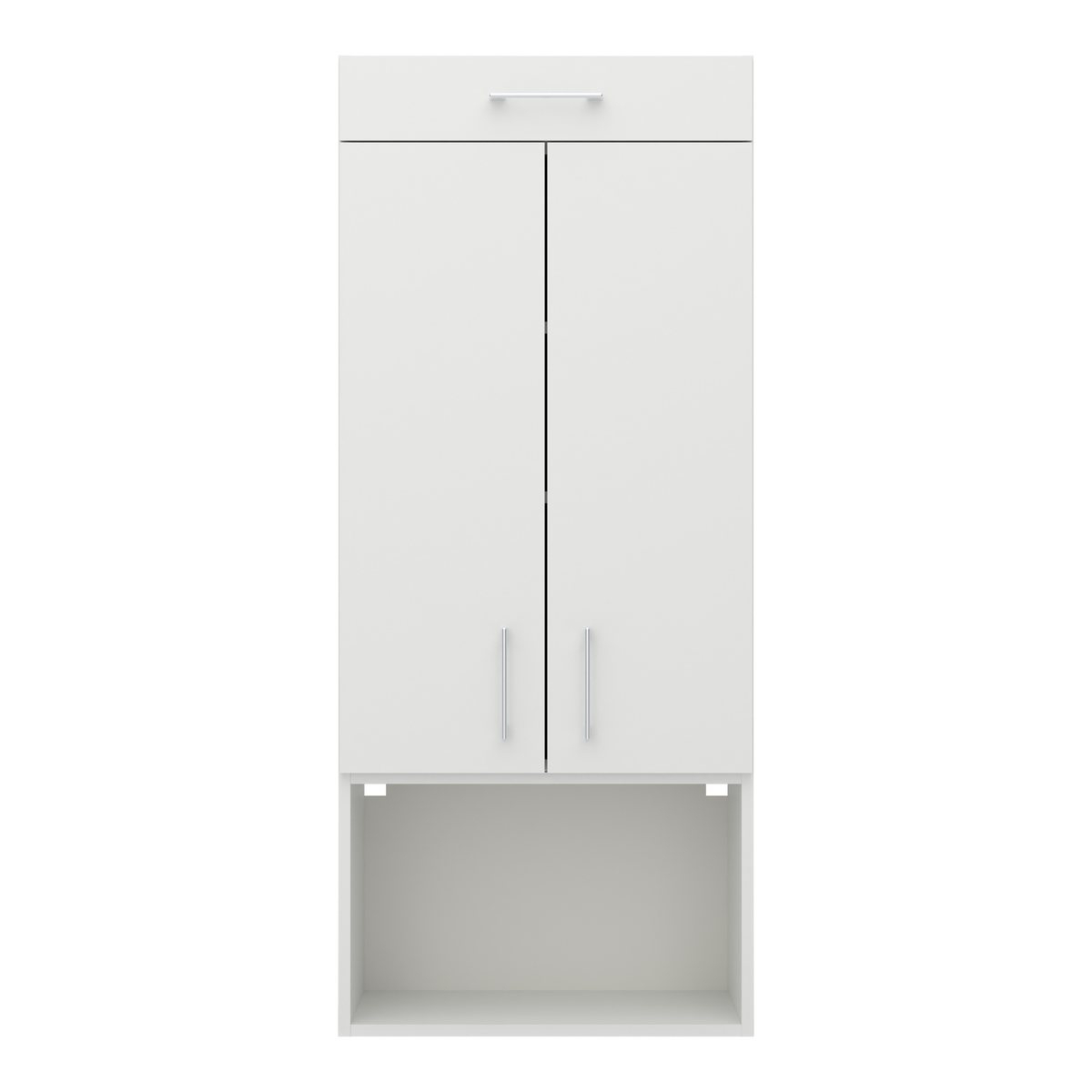 Szafa nad pralkę z suszarką wysuwaną 63 cm – biała (ERP 16691), Biały, widok z przodu