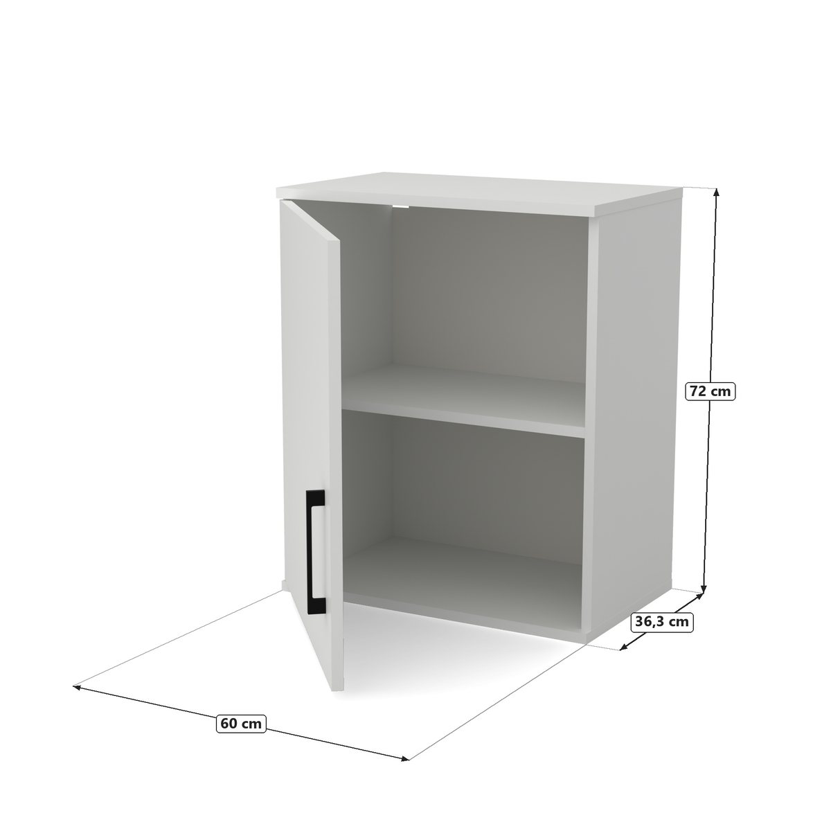 Szafka nad pralkę 60 cm biała, Biały, rysunek z wymiarami