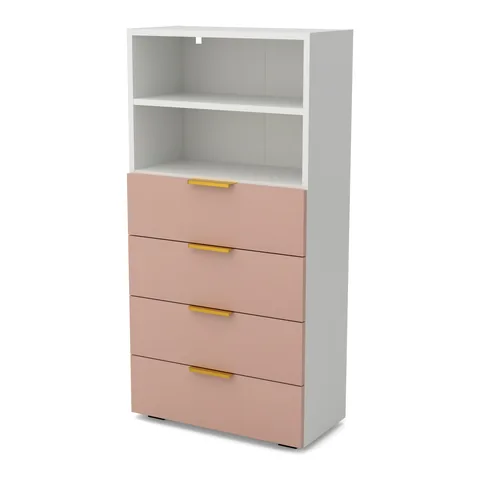 OBŁOK Regał z szufladami Biały / Zieleń Szałwi uchwyt FE6R10 128, Biały / fronty Millennial pink