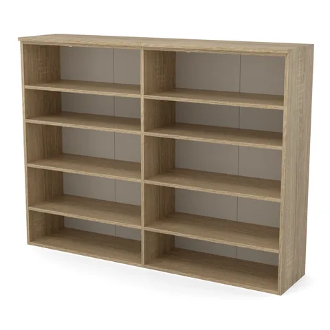 Regał 2 moduły 76 cm, dąb Sonoma wariant 2, widok z ukosa