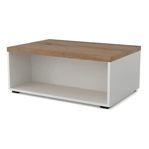 Stolik kawowy na kółkach z półką dolną 90 x 60, widok z ukosa