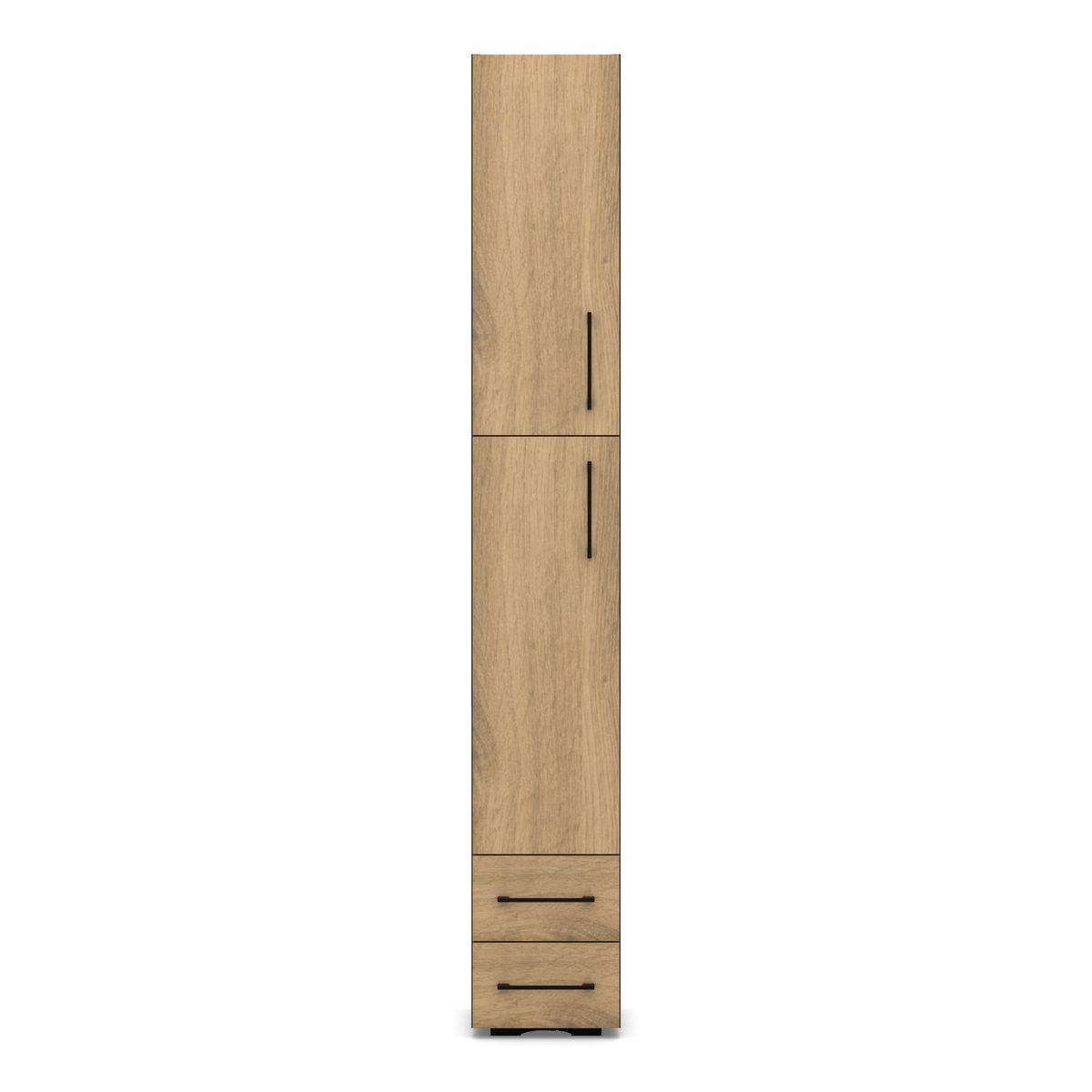 Słupek 30 z szufladami – Czarny / Dąb Artisan, Czarny Onyx / fronty Dąb Artisan, widok z przodu
