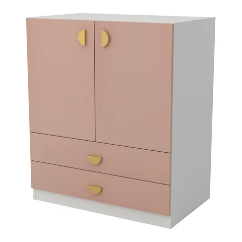 OBŁOK Szafa niska dla malucha Biały / Zieleń Szałwi 1 półka, Biały / fronty Millennial pink