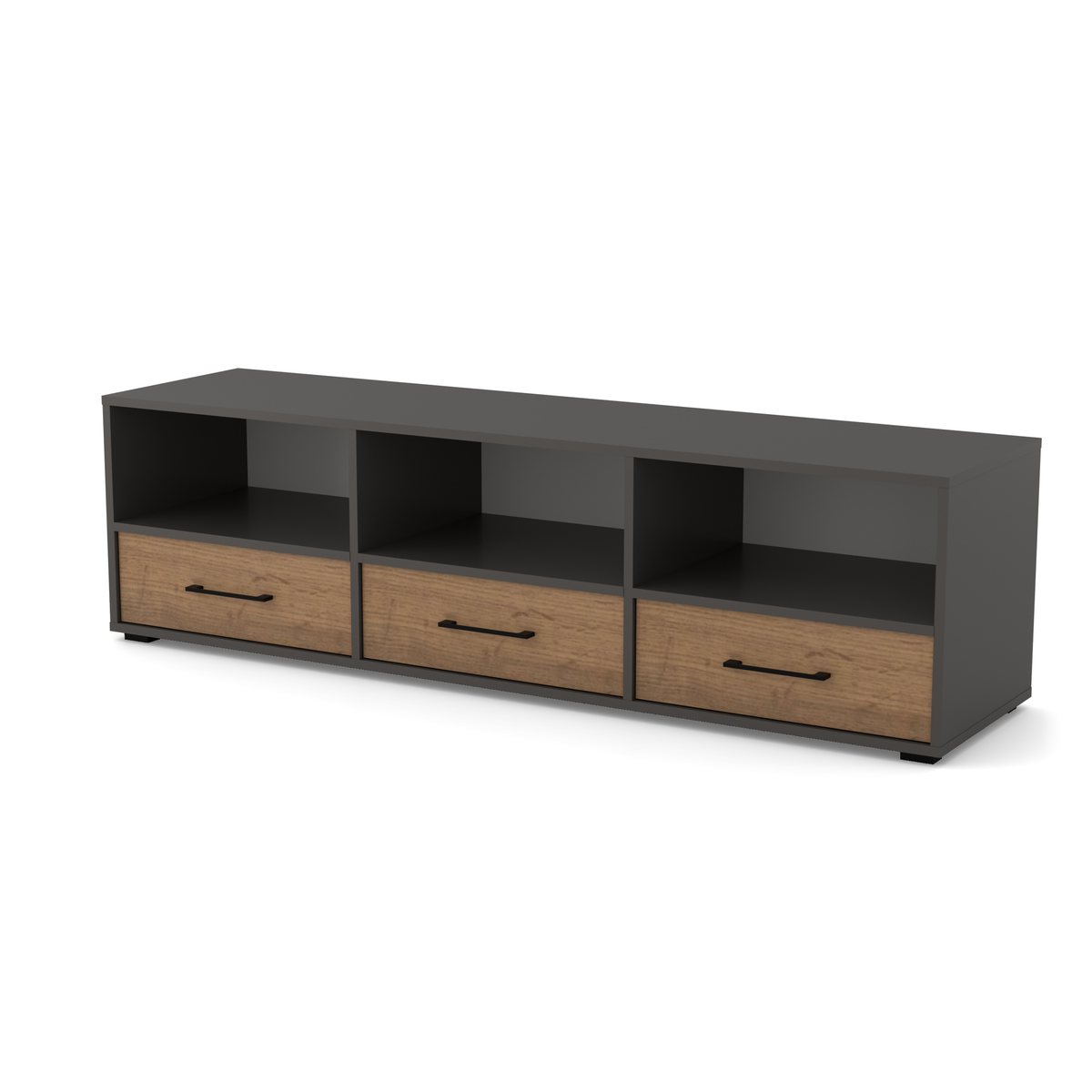 Szafka RTV 180 wnęka na soundbar + 3 szuflady, widok z ukosa