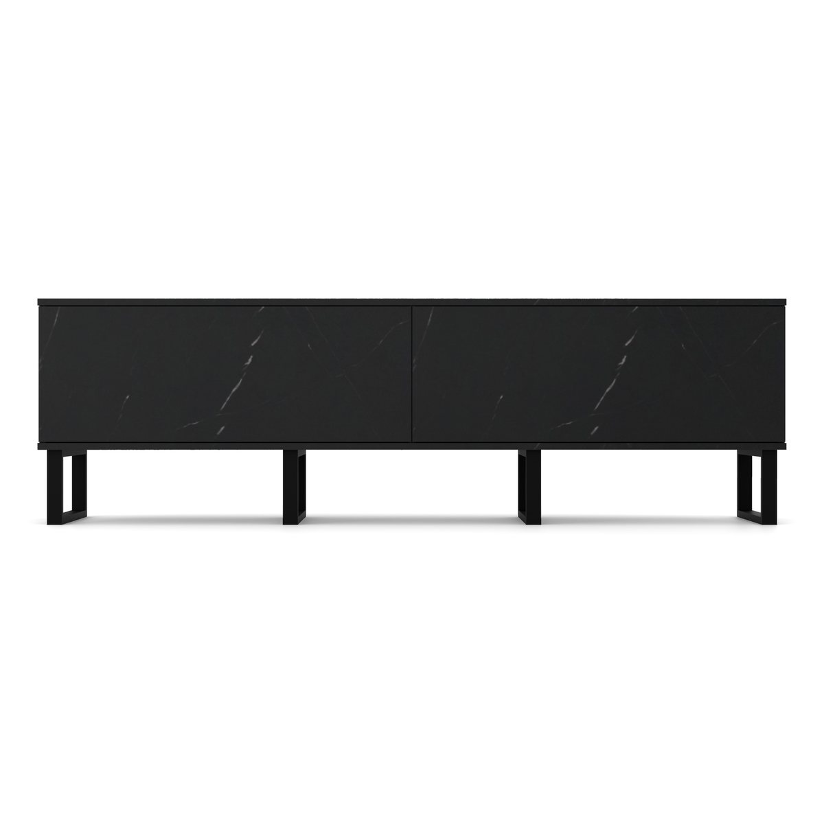 AVF Black Ridgewood Slatted TV Stand, Marmur Black Royal, widok z przodu
