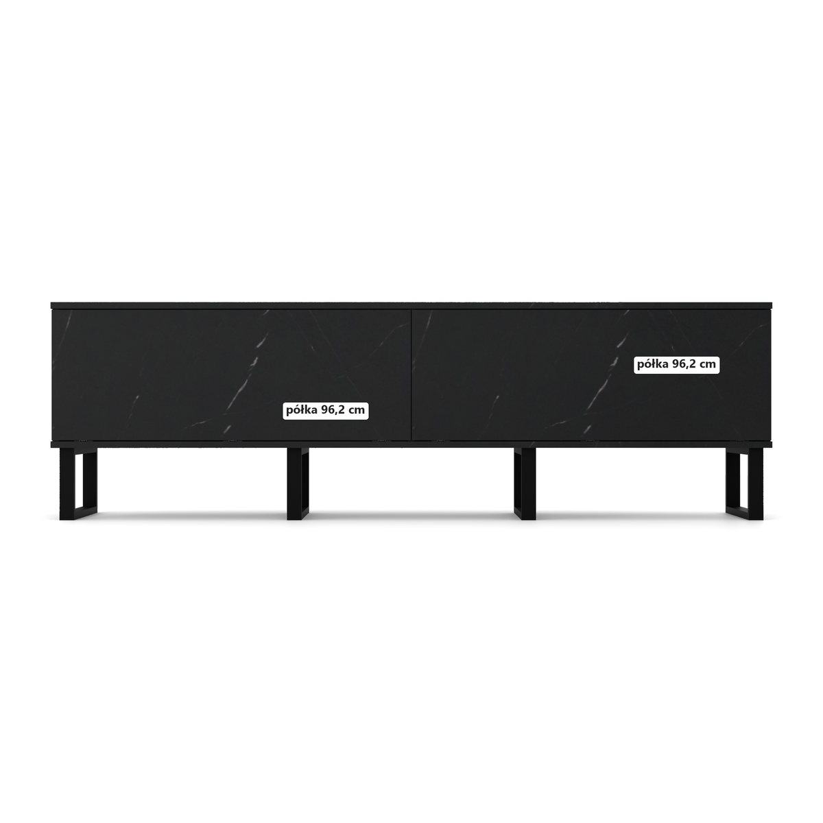 AVF Black Ridgewood Slatted TV Stand, Marmur Black Royal, wnętrze, widok z przodu