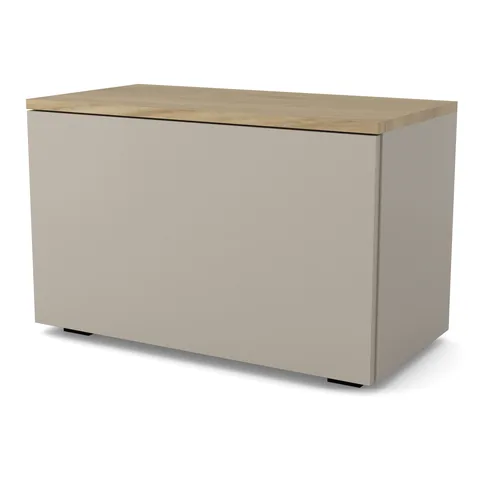 Szafka na buty VB-BLAT 70×36×45 cm z blatem i schowkiem, widok z ukosa