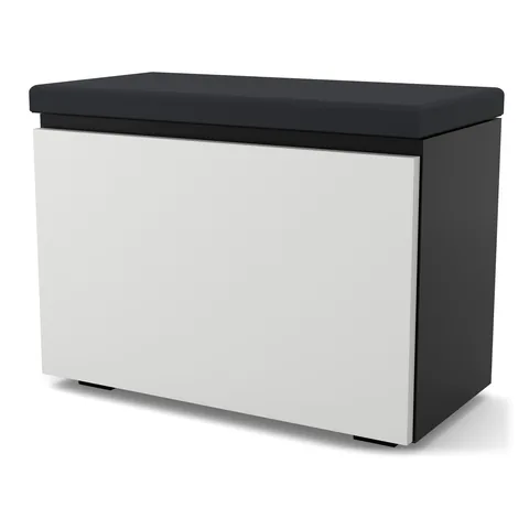 Szafka na buty VB 60×30×45 cm z siedziskiem i schowkiem, Czarny Onyx / fronty białe