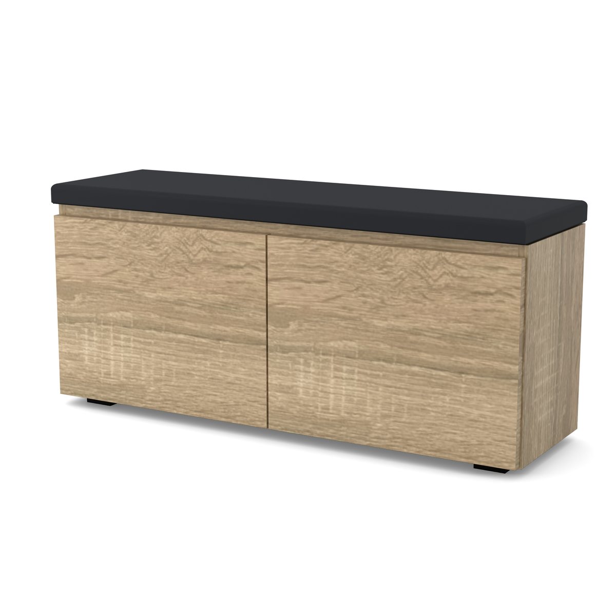Szafka na buty VB 100×30×45 cm z siedziskiem, dwoje drzwi, widok z ukosa