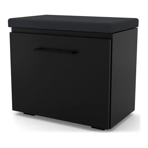 Szafka na buty VB 50×30×45 cm z siedziskiem i klapą z uchwytem, Czarny Onyx
