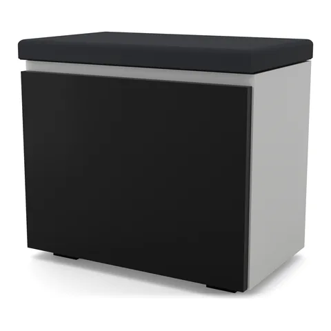 Szafka na buty VB 50×30×45 cm z siedziskiem i schowkiem, Biały / fronty Czarny Onyx