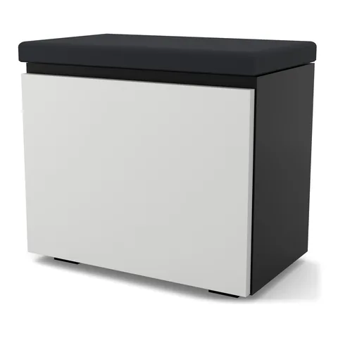 Szafka na buty VB 50×30×45 cm z siedziskiem i schowkiem, Czarny Onyx / fronty białe