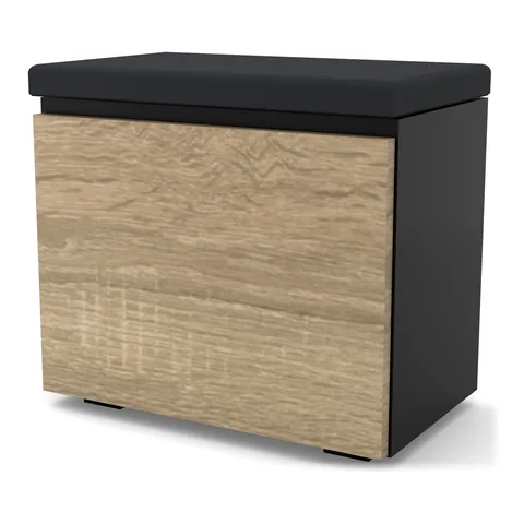 Szafka na buty VB 50×30×45 cm z siedziskiem i schowkiem, Czarny Onyx / fronty Dąb Sonoma