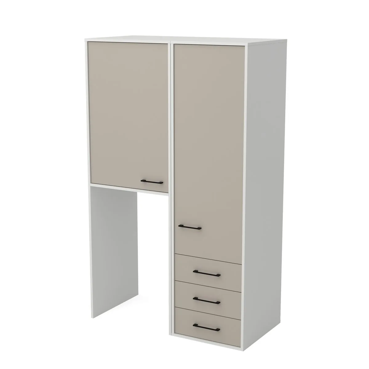 Zabudowa pralki z szufladami 120 cm kaszmir, widok z ukosa
