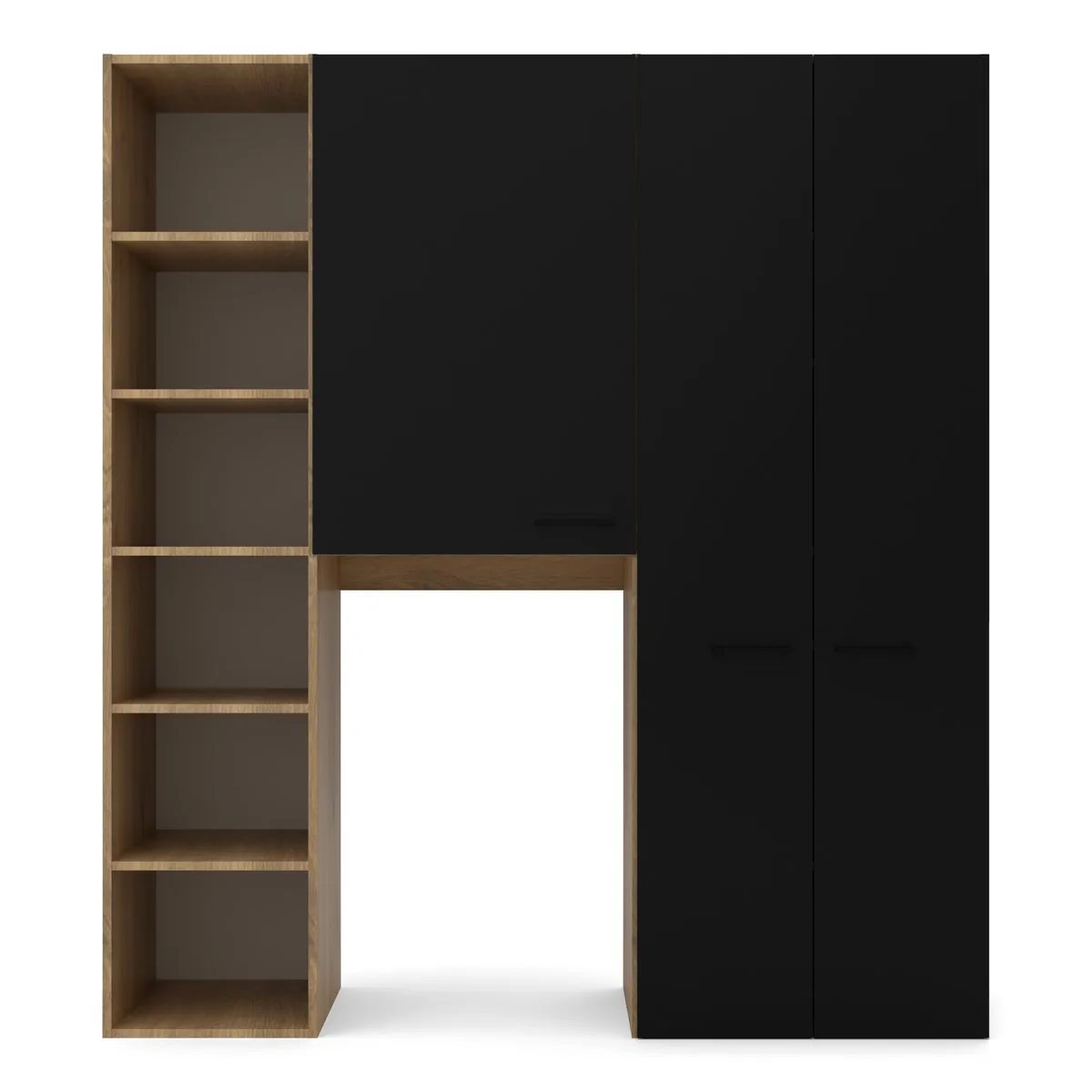 Pralnia 180 cm Artisan i czarny, Dąb Artisan / fronty Czarny Onyx, widok z przodu