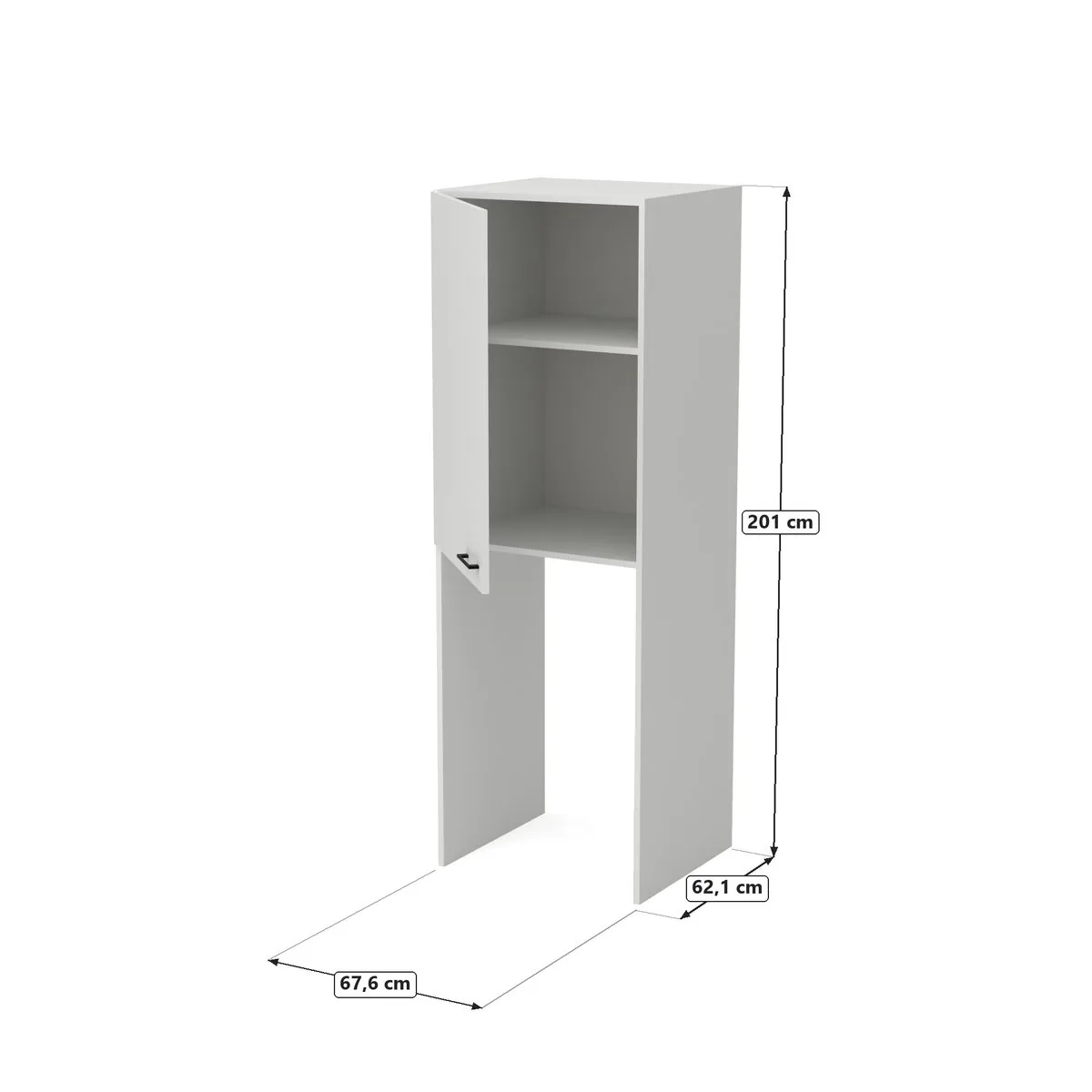 Zabudowa pralki 68 cm biała, Biały, rysunek z wymiarami
